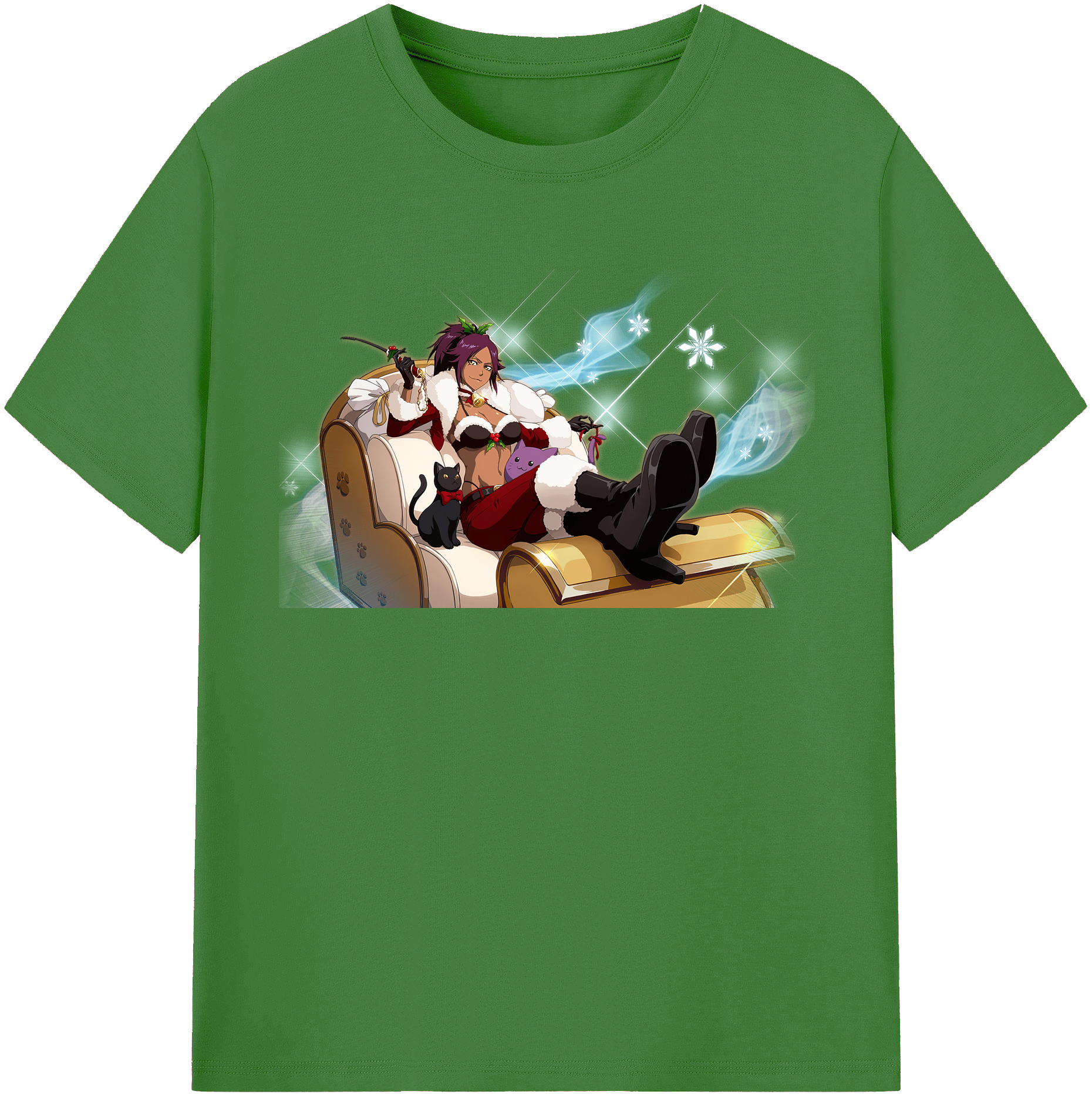 （画像用） ブリーチ 四楓院 夜一（しほういん よるいち） BLEACH Shihouin Yoruichi レディースカジュアルプリントTシャツ（綿100％）